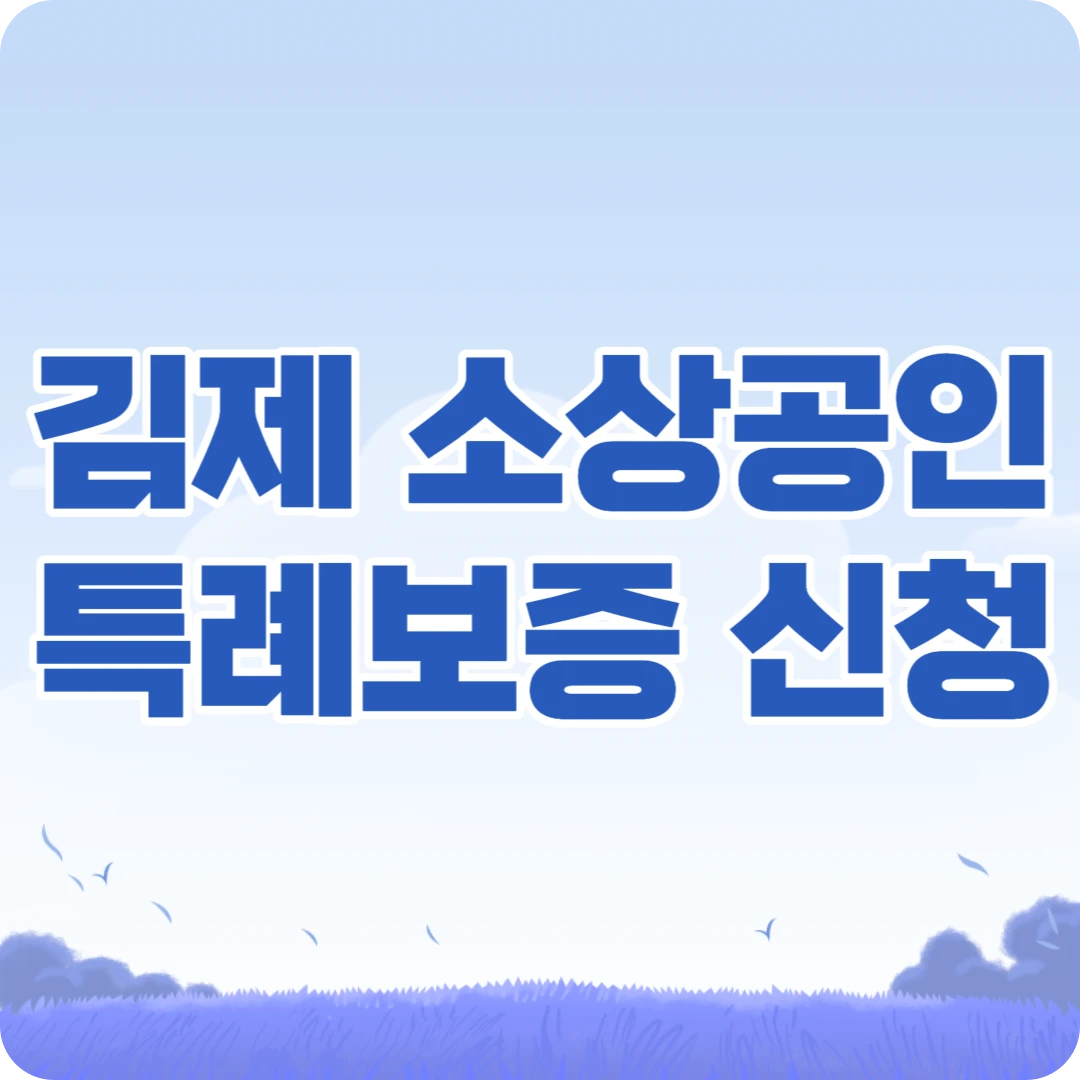 김제시 소상공인 특례보증 이차보전
