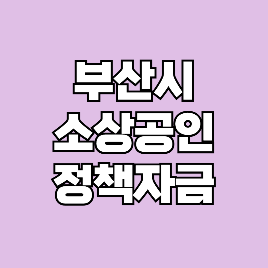 2024년 부산시 소상공인 정책자금