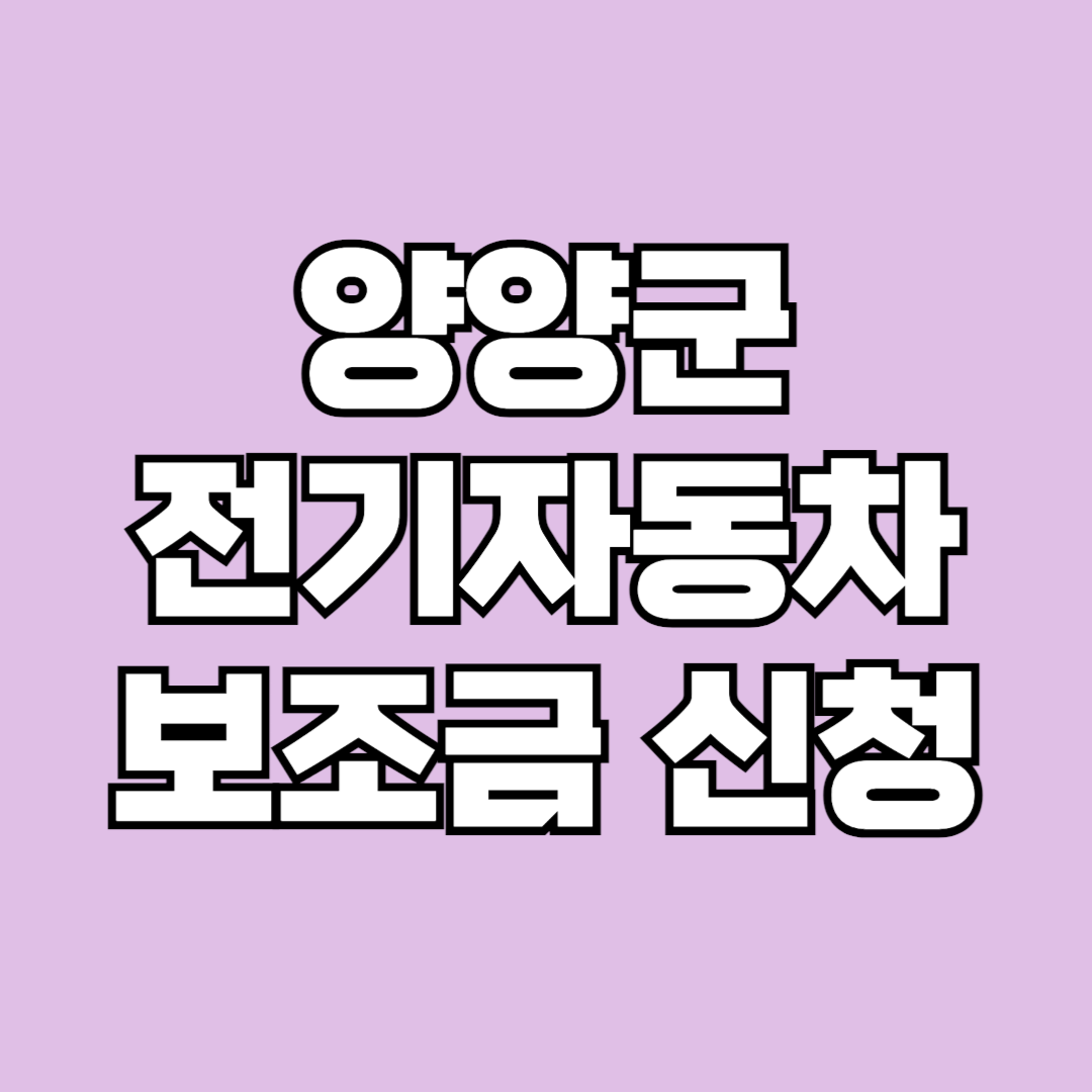 2024년 양양군 전기자동차 구매보조금