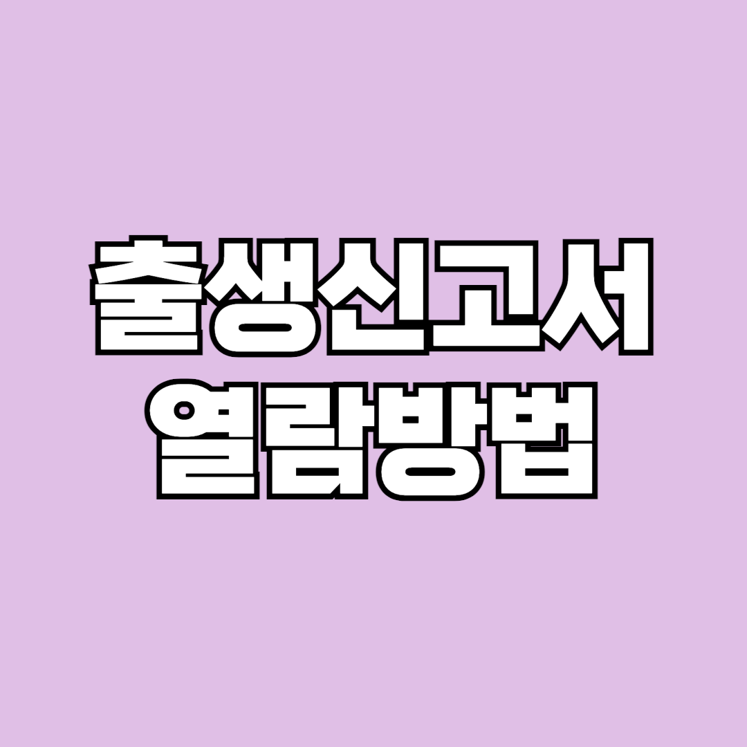 출생신고서열람방법