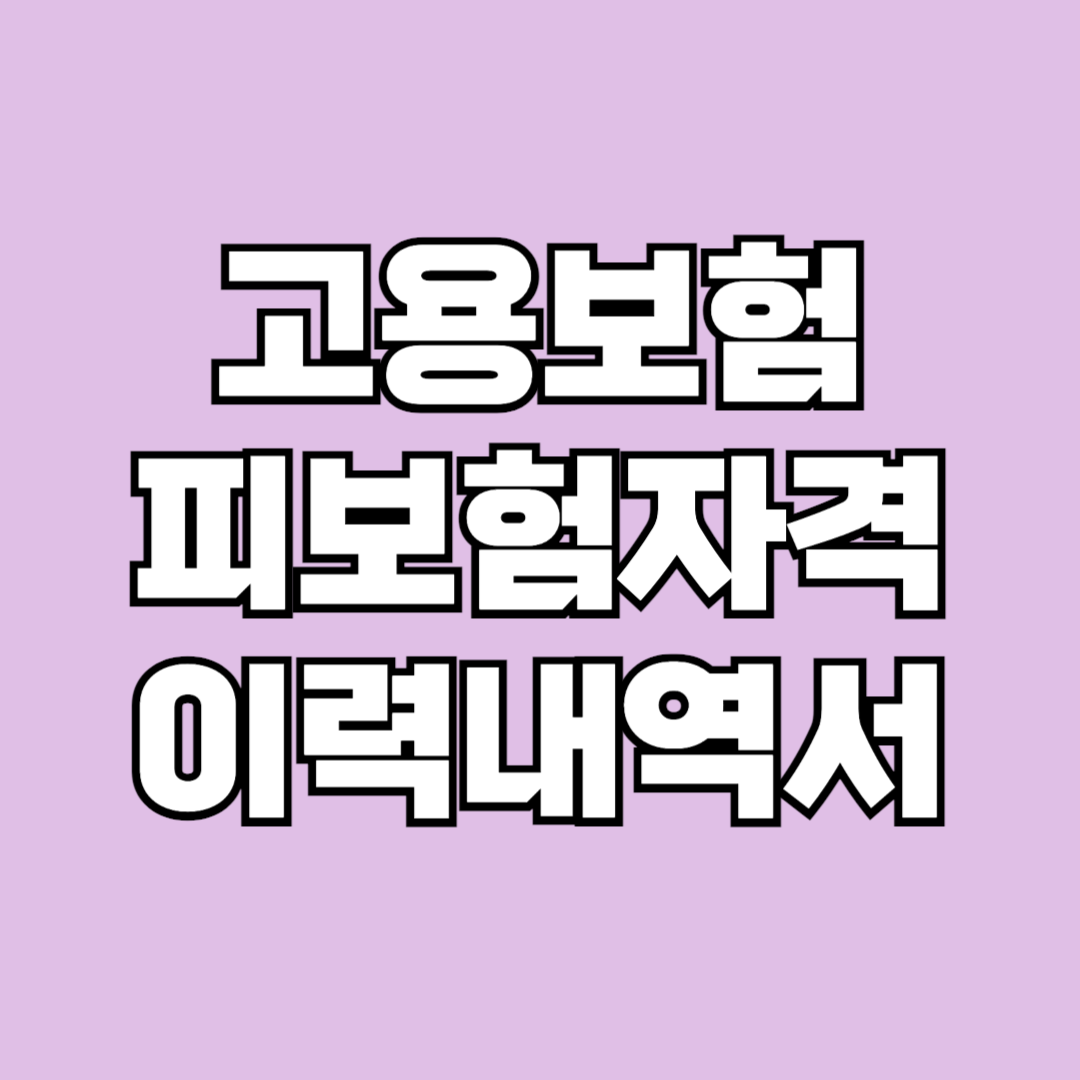 고용보험 피보험자격 이력 내역서 발급 방법